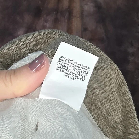 Van Heusen Mens Pants 34x30 Pleated Front Pockets Linen Olive Green - Picture 6 of 6